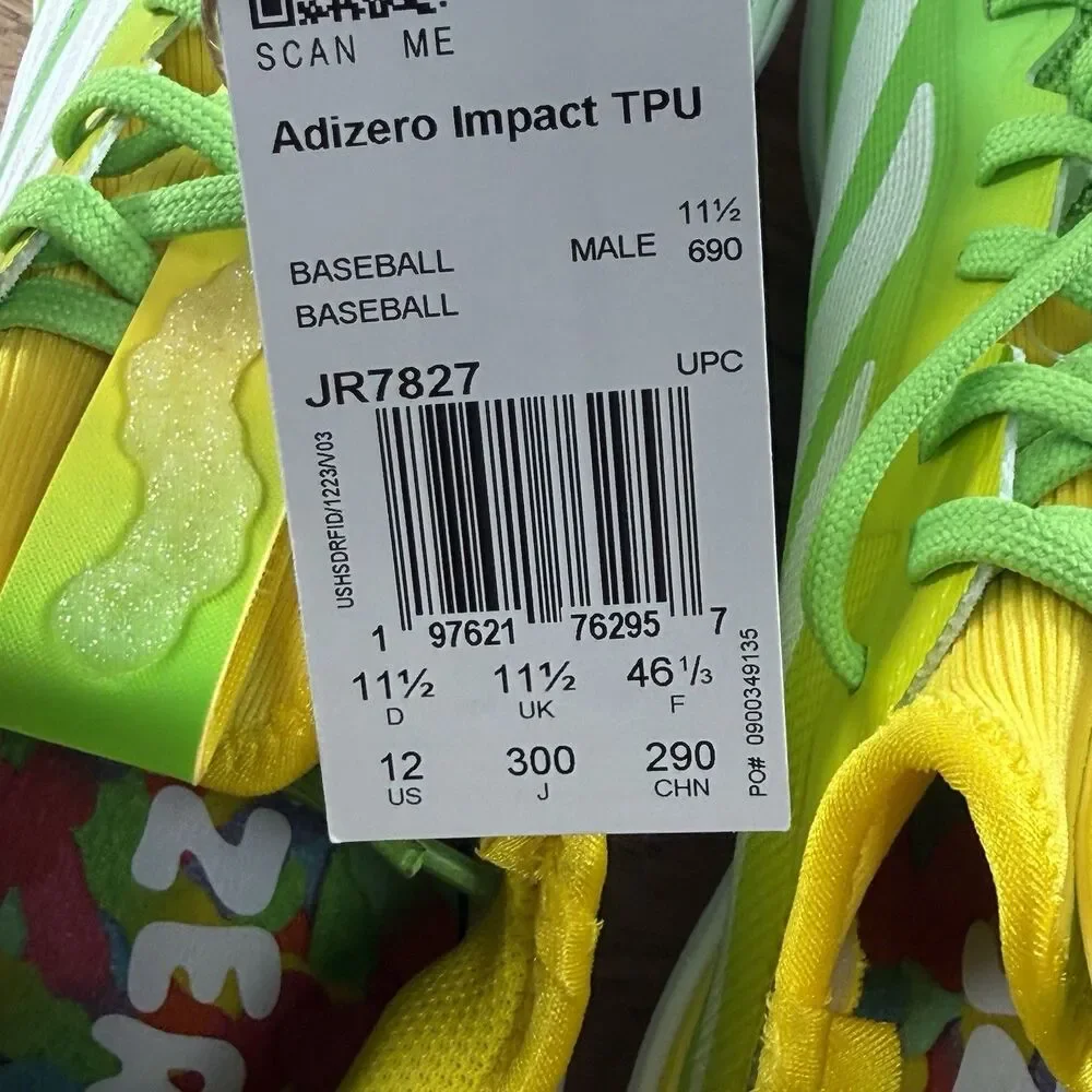 Mens size 12-Adidas Adizero Impact TPU Candy Baseball Cleats Lemon/Lime JR7827